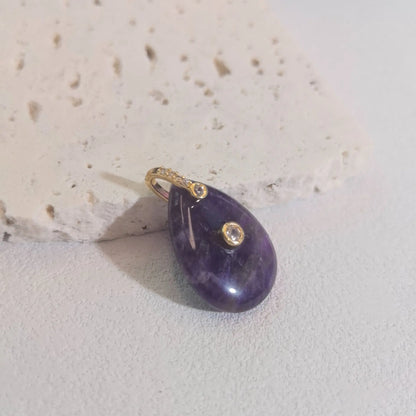 1pc Natural Stone Pendant Water Drop Shape Amethyst Tiger Eye Charms Fit DIY Accessries Jewelry Making