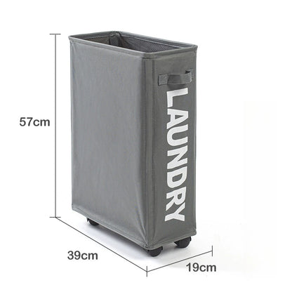 Yoga Mat Storage Artifact Home Dust-proof Storage Basket with Wheels Dirty Clothes Hamper Narrow Space Storage Organizer