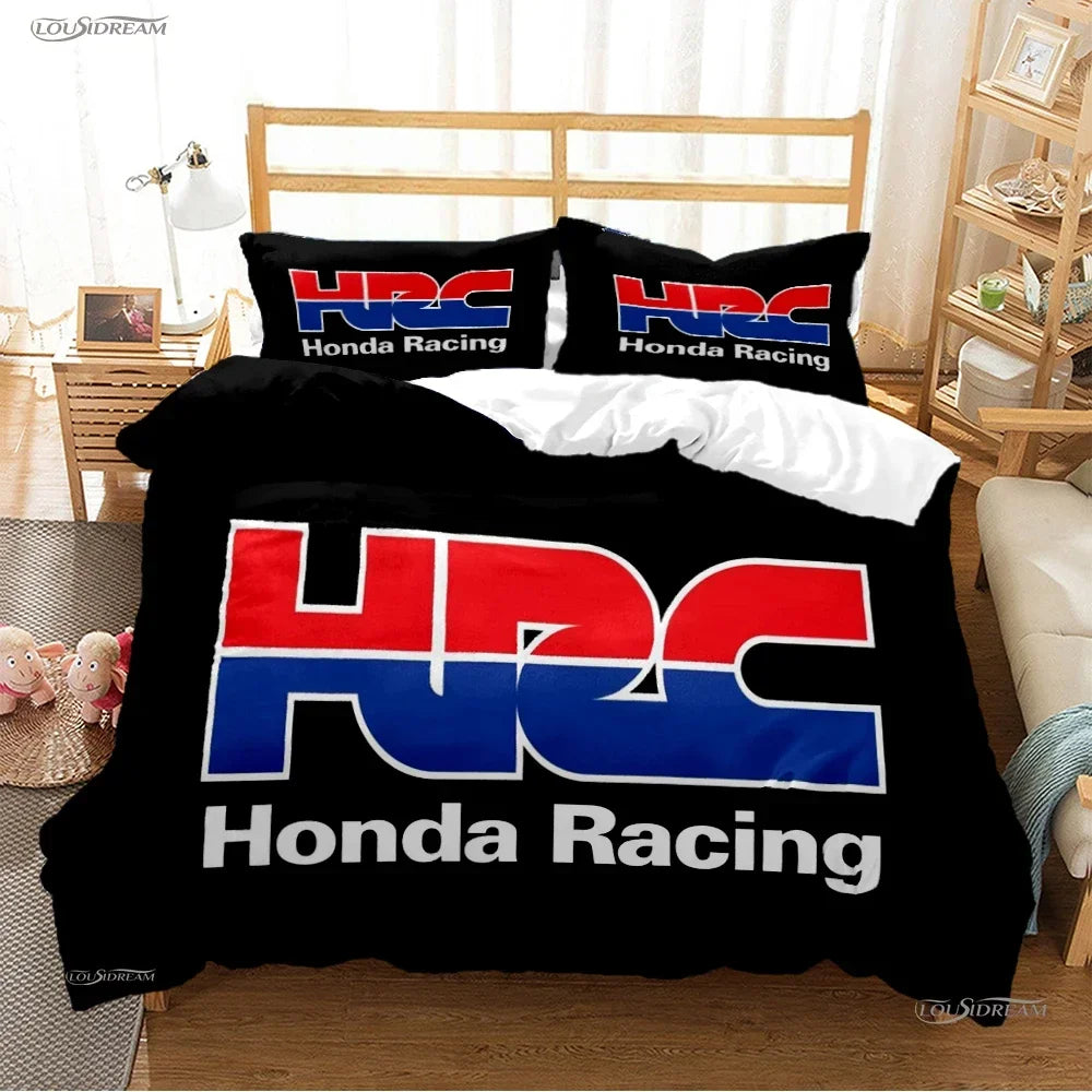 HRC-HONDA Motorcycle logo Duvet Cover Comforter Bedding sets Soft Quilt Cover and Pillowcases for Teens Single/Double/Queen/King