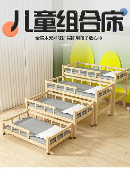 Upper And Lower Beds Push-pull Beds Log Economical Nap Beds Kindergarten Care Classes Pine Four-layer
