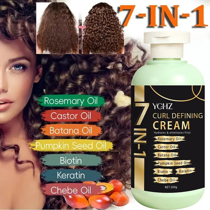 Curly Hair Care Cream, Deeply Moisturizing and Long-Lasting, Suitable for Wavy and Curly Hair, Protects Permed and Curled Hair, Enhances Cream, Suitable for All Hair Types