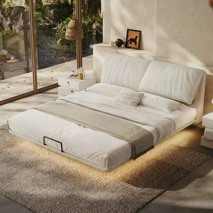 Home lit 150x200 180x200 200x220cm Fabric Suspension Bed 2 people Modern Minimalist double bedroom beds and bed frames furniture