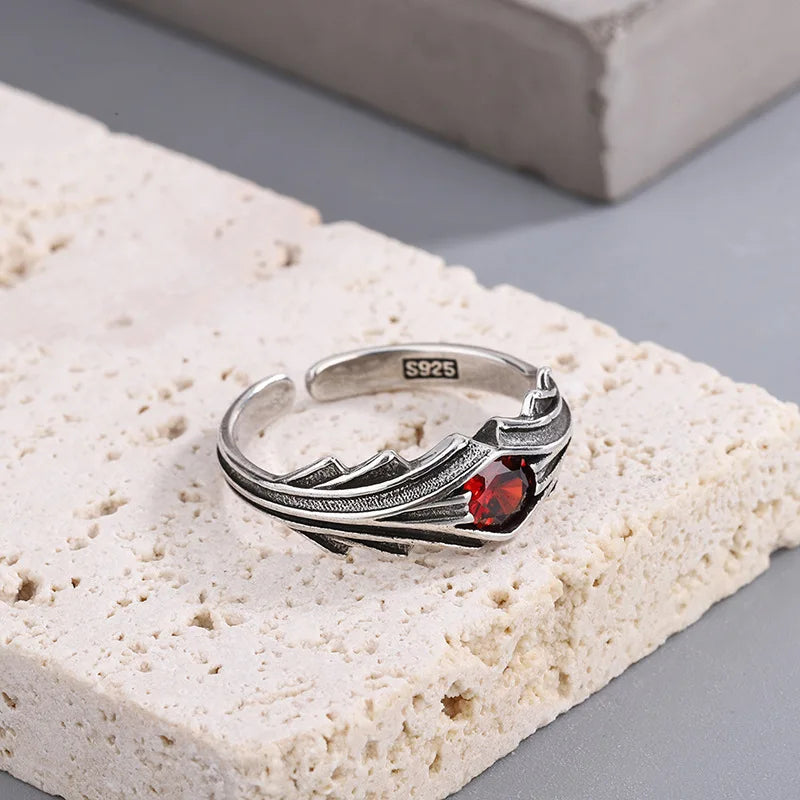 925 Sterling Silver Red Zircon Rings For Women Fashion High Quality Fine Jewelry Accessories  Everything Jewellery