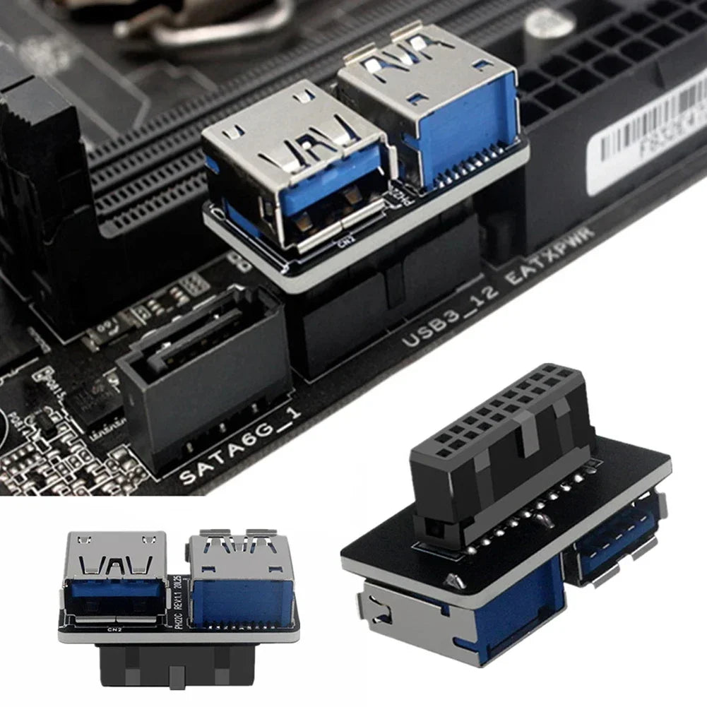 Motherboard USB 3.0 19/20Pin To Two Ports USB 3.0 A Socket Internal USB Converter Adapter for Desktop PC Mainboard Expansion