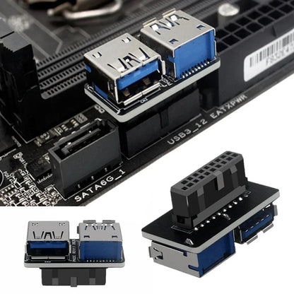 Motherboard USB 3.0 19/20Pin To Two Ports USB 3.0 A Socket Internal USB Converter Adapter for Desktop PC Mainboard Expansion