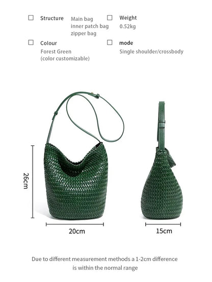 Luxury Woman Handbag New High End Hand-Woven Genuine Leather Women's Bag Large Capacity Shoulder Tote Bag Underarm Bag Bucket Ba