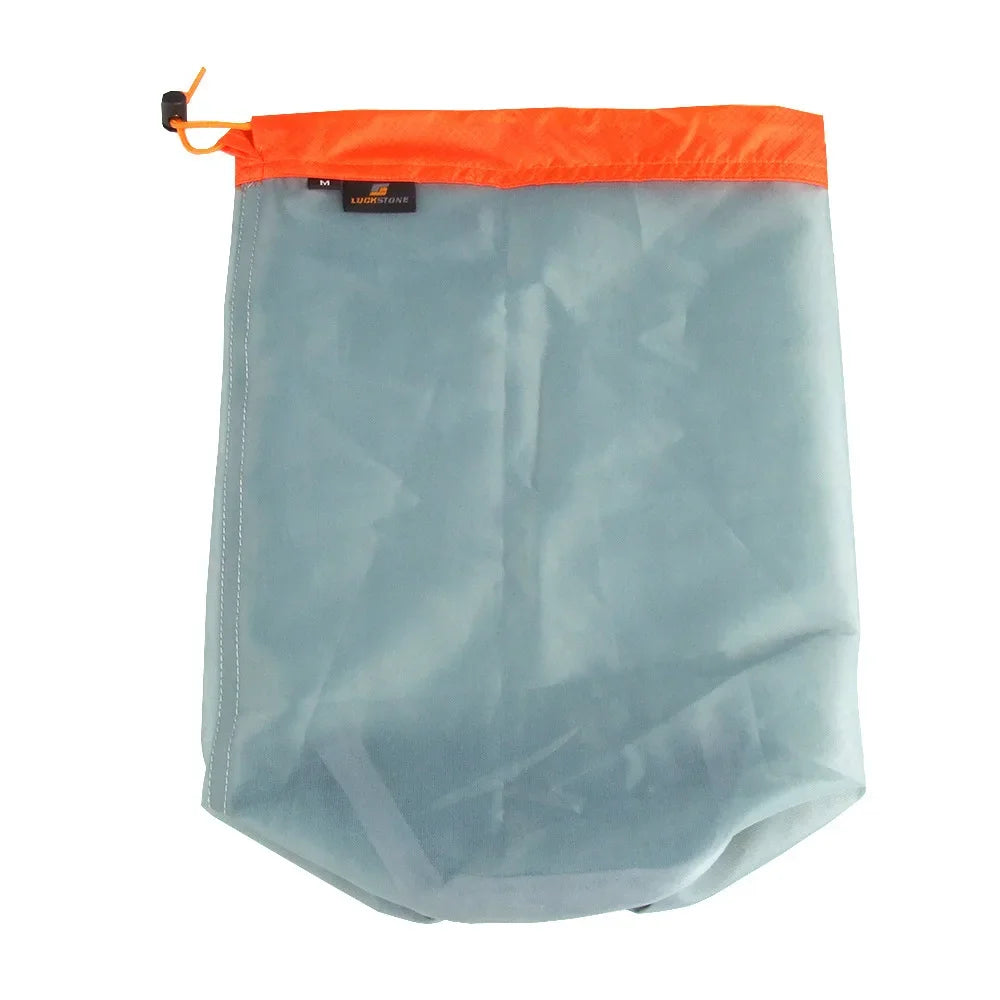 S/M/L/XL/XXL Ultralight Nylon Mesh Bags Sleeping Bag Ditty Sacks Drawstring Storage Bag for Travelling Hiking Camping Outdoor