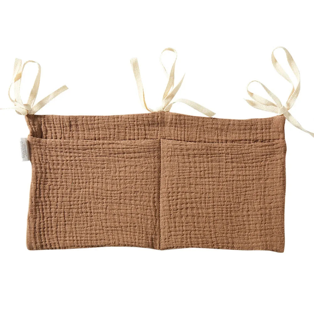 Baby Crib Organizer Cot Caddy Bed Storage Bag 2 Pockets Bedside Hanging Diaper Nursery Organizer for Diapers Toys Clothing
