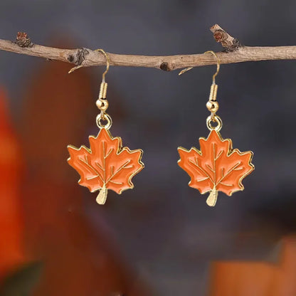 24/12PCS Retro Thanksgiving Earrings Turkey/Squirrel/Fox&Autumn Leaf Earring Set Round Earback Thanksgiving Gifts