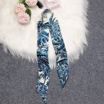 2024 New Luxury Brand Scarf Tarot Women Scarf Bag Hair Skinny Silk Scarves Design Foulard Neckerchief Headband For Ladies
