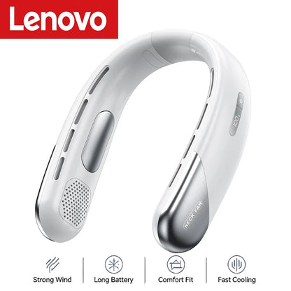 Lenovo Hanging Neck Fan Digital Display Power Ventilador Bladeless Portable Air Cooler USB Rechargeable Electric Fans 2026 New