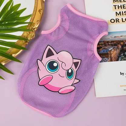 Fashion Summer Mesh Dog Cat Clothes Breathable Thin Puppy Kitten Vest Cute Cartoon Print Pet Clothing for Small Medium Dogs
