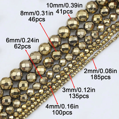 BTFBES 2-10mm Silver Color Round Beads Natural Stone Hematite Gem Non-magnetic Loose Ball For Jewelry Bracelet Necklace DIY 15''