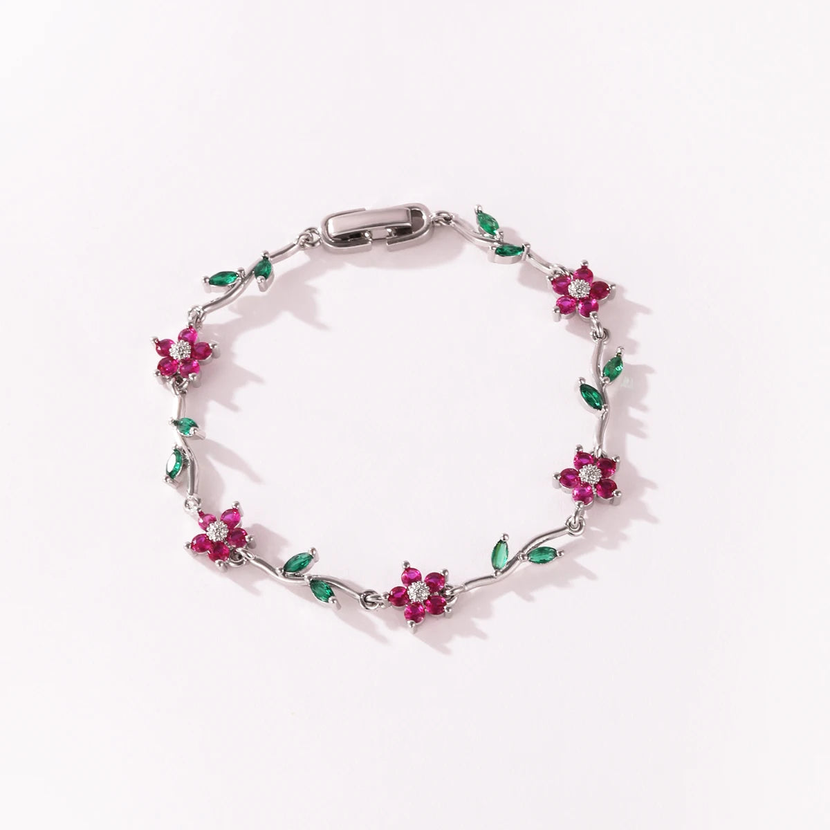 Elegant Multiple Color Flower Charm Zircon Branch Leaf Bracelet Dopamine Niche Sense 18K Gold Plated Women's Bangle Gifts