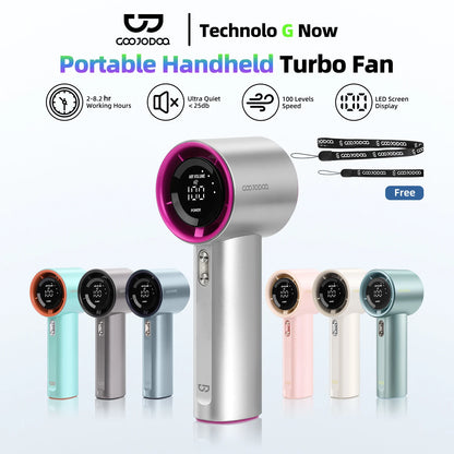Mini Fan Rechargeable Strong Wind 100 Gear Wind Speed Electric Fan Digital Display Adjustable Turbo Portable Outdoor Handheld