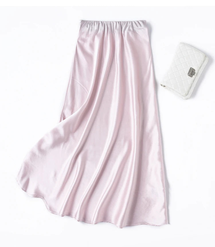 TAJIYANE 93% Natural Mulberry Silk Skirt Fashion Summer Satin Mermaid Skirt 21 Mommes elegant Long Skirt Woman Clothing 2025 스커트