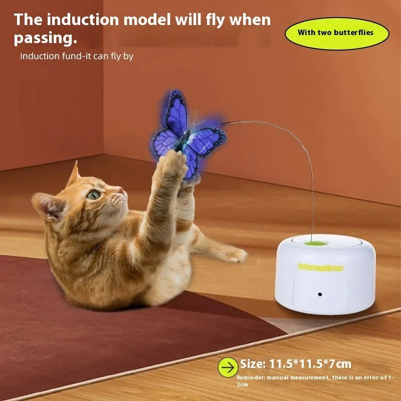 Pet cat self-hi boredom relief artifact butterfly electric cat teasing toy induction automatic rotation cat teasing turntable