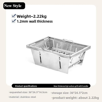 Outdoor Barbecue Grill Stainless Steel Portable Outdoor Stove Brazier IGT Table  Folding 1 Unit Firewood Stove Barbecue Camping