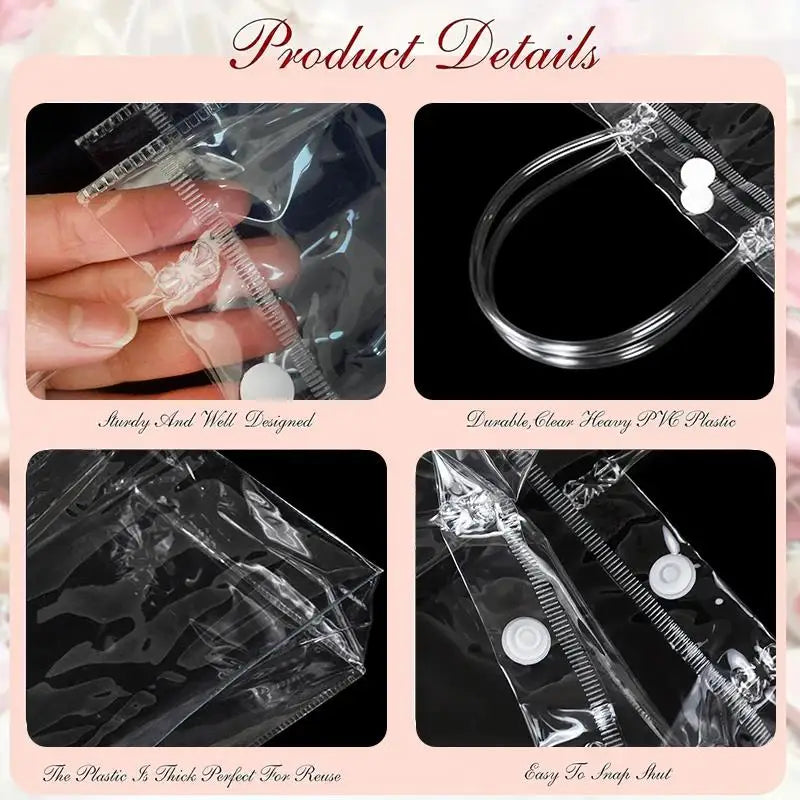 10/20Pcs Transparent Gift Bag with Handle Wedding Birthday Party Candy Gift Packaging Reusable Tote Bag Christmas Baby Shower