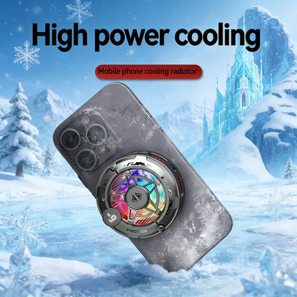 Universal Phone Cooler for Gaming, Magnetic Semiconductor Cooling Fan with Digital Display RGB Lights