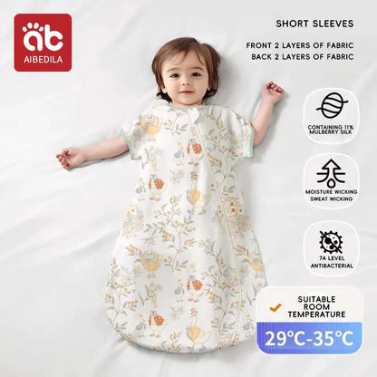 AIBEDILA ﻿Baby Sleeping Bag Childen Summer Silk bamboo Cotton Babe Sleepsack 1-3Years Infant Breathable Growth Blanket Sleepwear