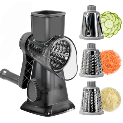 3 in 1 Multi-function Drum Vegetable Chopper Hand-operated Potato Slice Chopper Pressed Vegetable Grinder Peeled Garlic Chopper