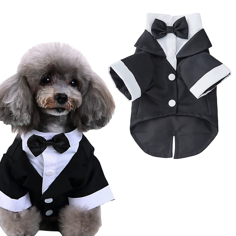 Pet Costume Suits - Lightweight Tuxedos, Suitable for Weddings/Christmas, with Adjustable Bow Ties and Breathable Mesh Fabric