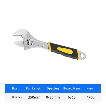 6-10 Inch Heavy Duty Adjustable Wrench With Rubberized Handle Box End Professional Tool Kit Construction Equipment