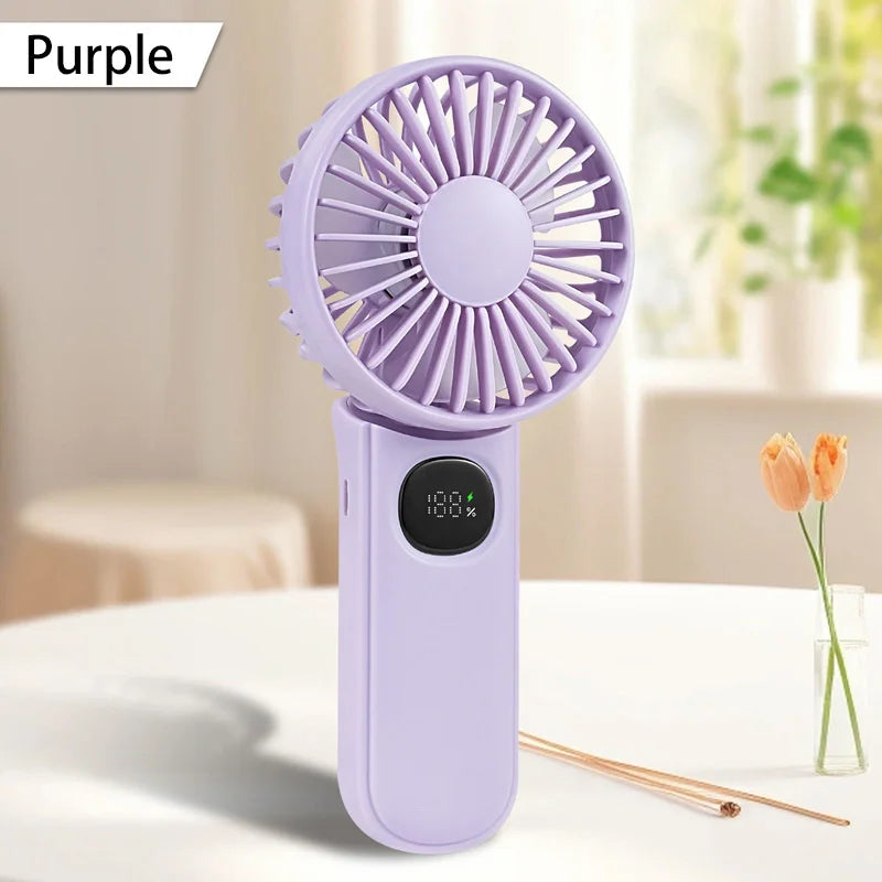Handheld Fan Foldable Portable Fan with LED Display 3000mAh Battery Operated Mini Hand Held Fan for Travel Beach Outdoor