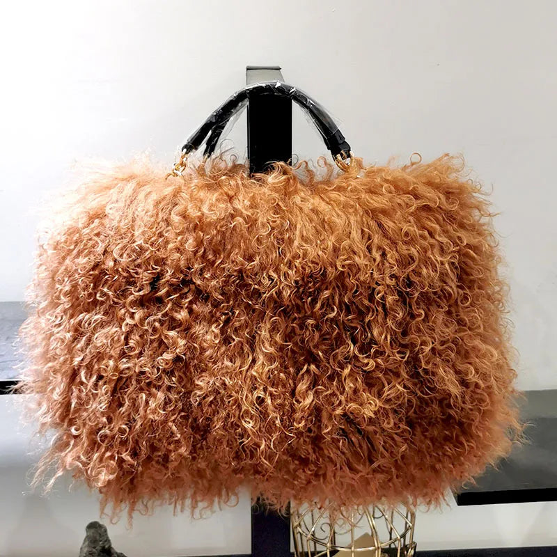 Luxury Real Fur Girl Chain Shoulder Bag for Women Designer Purses and Handbags Women's Party Clutch Crossbody Bag High Quality