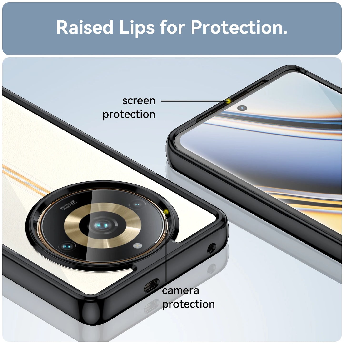 New Soft border + hard Acrylic back чехол Coque Case For Realme ( 11 Pro / 11 Pro+ / Narzo 60 Pro 5G ) Clear Cover Phone Cases