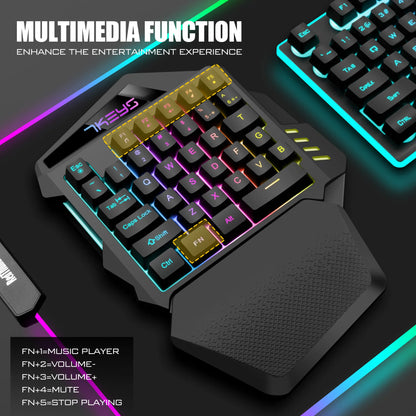 One-handed gaming keyboard 2.4G wireless charging model RGB luminous left-handed gaming keyboard