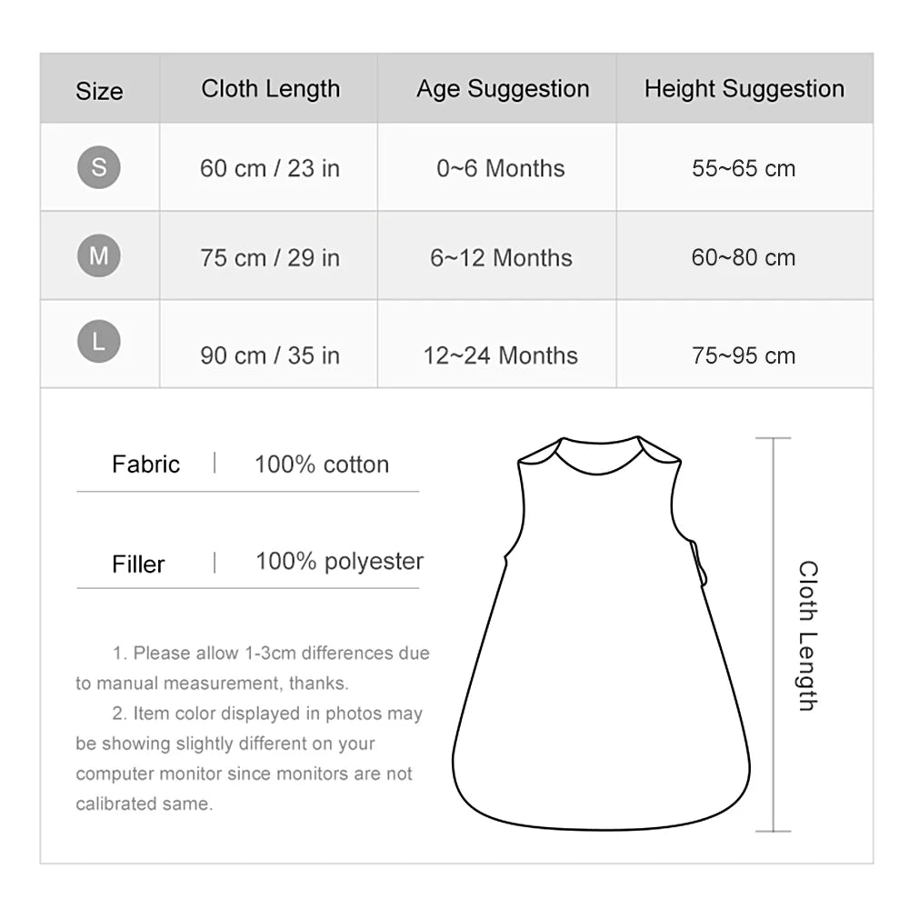 Sleeping Bag For Baby 0-24 Months Spring Autumn Sleeveless Wearable Anti-Kick Blanket Cartoon Printed Baby Sleepsacks 2.5Tog