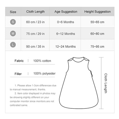 Sleeping Bag For Baby 0-24 Months Spring Autumn Sleeveless Wearable Anti-Kick Blanket Cartoon Printed Baby Sleepsacks 2.5Tog