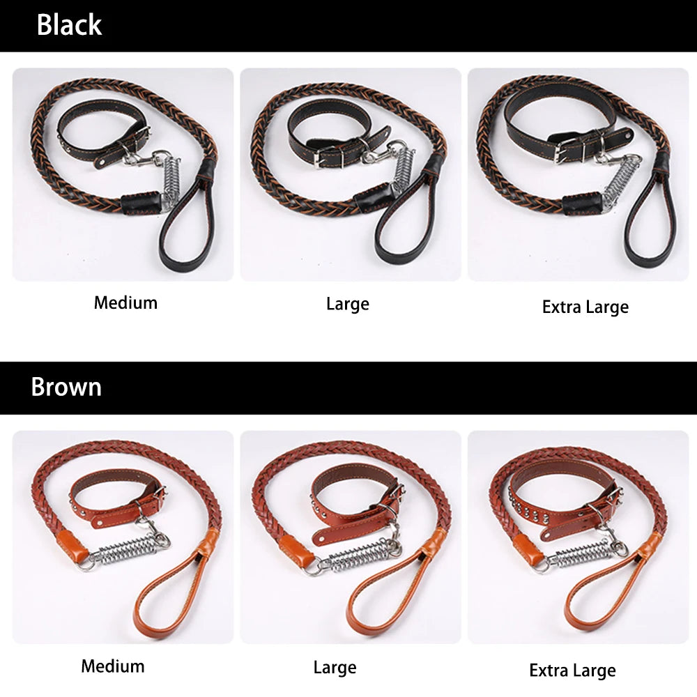 1pc Large Dog Leash Eight-paw Leather Pet Leashes No Pull Adjustable Pet Harness Durable Pet Supplies