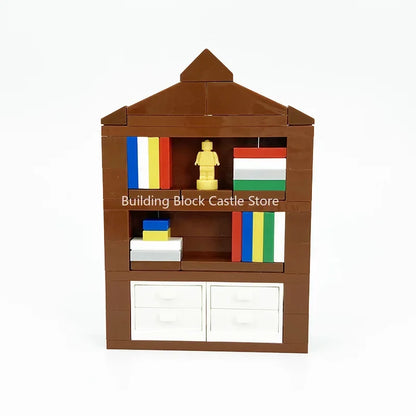 MOC Modern Home Sofa, TV Cabinet, Furniture, Refrigerator Small Particle Building Block Scene Construction Toy Model
