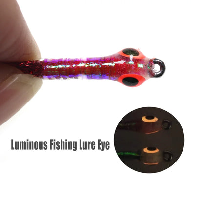 6pcs Luminous 3D Fish Eye Epoxy Minnow Streamer Fly Stainless Steel Hook Ice Dubbing Tail Saltwater Fishing Trout Bass Lure Bait