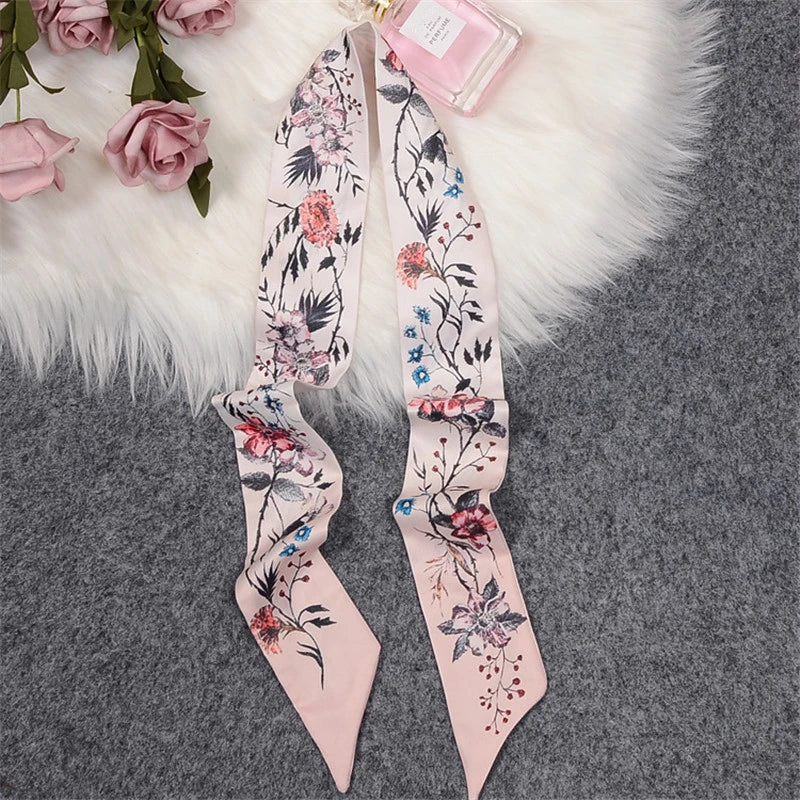 2024 New Luxury Brand Scarf Tarot Women Scarf Bag Hair Skinny Silk Scarves Design Foulard Neckerchief Headband For Ladies