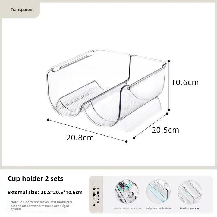 Stackable Acrylic Cup Holder Wine Water Bottle Organizer Clear Plastic Storage Rack for Kitchen Pantry Desktop Home Office
