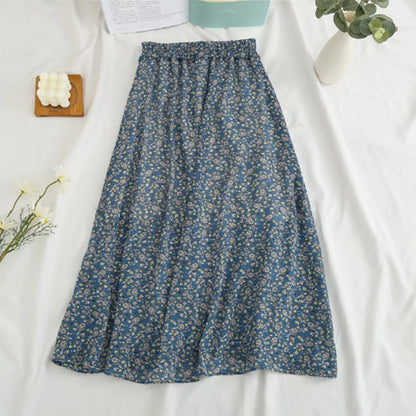 Women's Fashion And All-match Spring And Summer Casual Retro Temperament Floral Printed Skirt Falda Larga Elegante Para Mujer