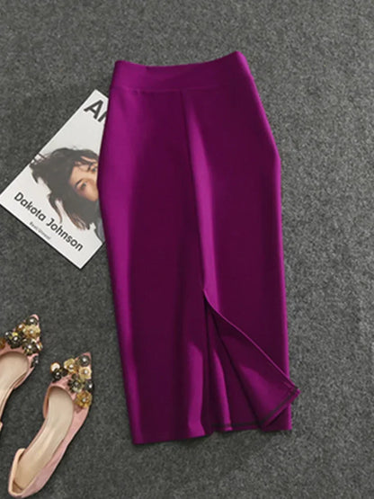2026 New Women's Pencil Skirts Solid Pur High Waist Slim Skirt Fit Girl Summer Office Lady Elastic Female Sexy Tube Faldas PL211