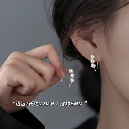 925 Sterling Silver Pearl Earrings for Women Elegant Ear Studs Popular Fine Jewelry Accessories