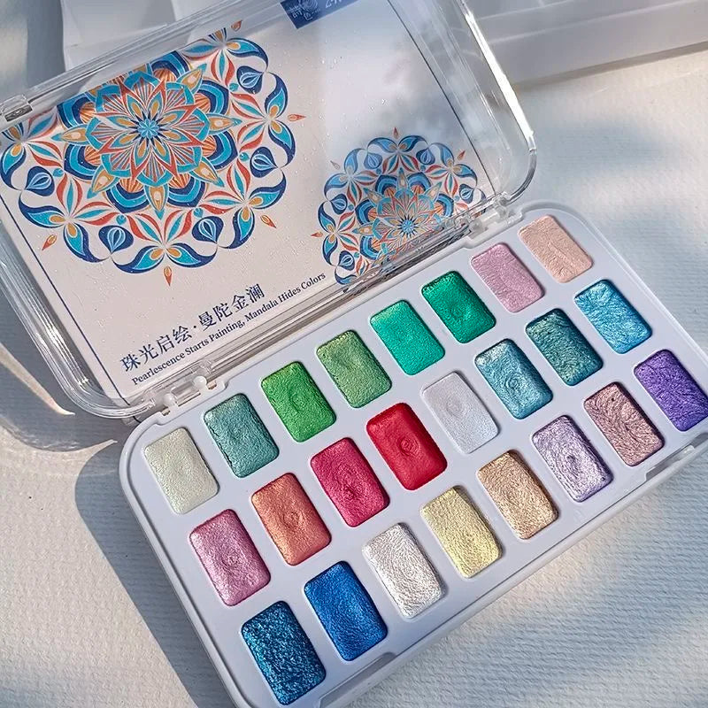 24-color pearlescent watercolor pigments, solid watercolor art painting tools, nail art painting clay dyeing