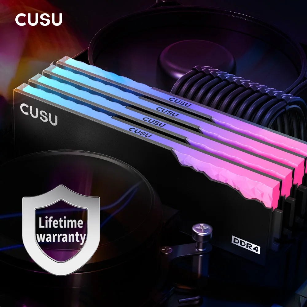 CUSU Memoria Ram RGB RAM ddr4 8GBx2 16GBx2 3200MHz 3600MHz ddr4 ram 1.35V Dual Channel UDIMM Desktop Memory