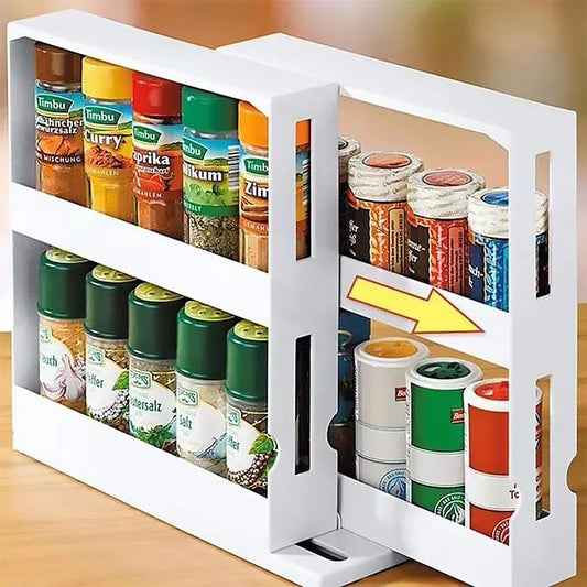 Rotating Double Storage Food Rack Spice Storage Shelf for Kitchen Bathroom Delicate