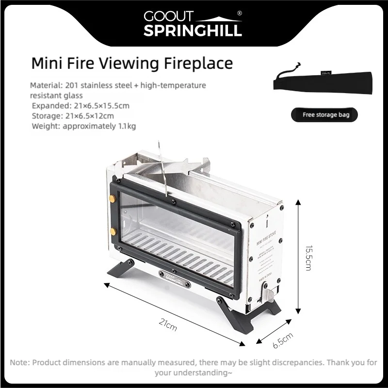 Goout Springhill wood stove Portable Firewood Square Stove Stainless Steel Outdoor Fire Heater Stove Picnic Hiking Camping