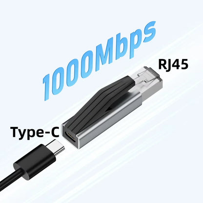 USB-C Female to RJ45 Male Gigabit Ethernet Adapter 1Gbps Portable Network Card for Laptops Macbook Pro Switch Router