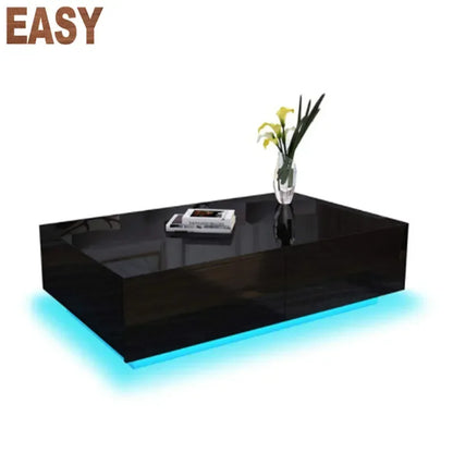 High Gloss Wooden Coffee Table, 4 Storage Drawers, Modern Living Room, New