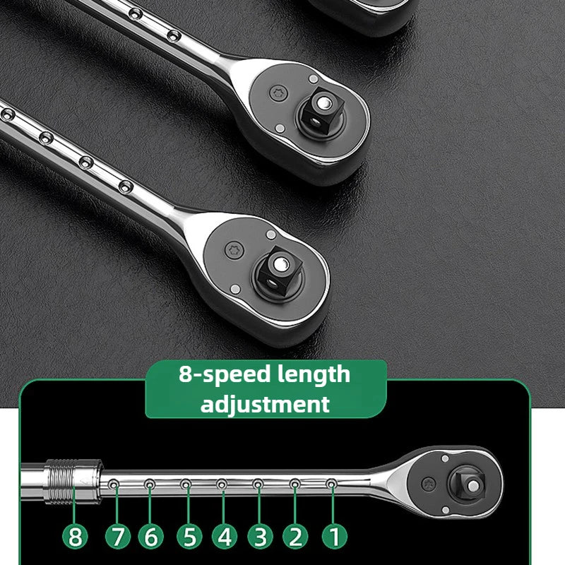 1\2 Retractable Ratchet Wrench Mechanic Automobile Spanner Tool Portable Multi-functional 90 Teeth Repair Wrench Workshop Tools