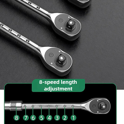 1\2 Retractable Ratchet Wrench Mechanic Automobile Spanner Tool Portable Multi-functional 90 Teeth Repair Wrench Workshop Tools